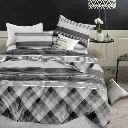 Nesture Bettwäsche 135x200 Grau, Bettwäsche-Sets mit Geometrie Muster Microfaser Bettbezug 135 x 200 2 Teilig bügelfrei & weich - 1 Deckenbezug und 1 Kissenbezug 80x80 mit Reißverschluss Nesture Bettwäsche 135x200 Grau, Bettwäsche-Sets mit Geometrie Muster Microfaser Bettbezug 135 x 200 2 Teilig bügelfrei & weich - 1 Deckenbezug und 1 Kissenbezug 80x80 mit Reißverschluss von Nesture