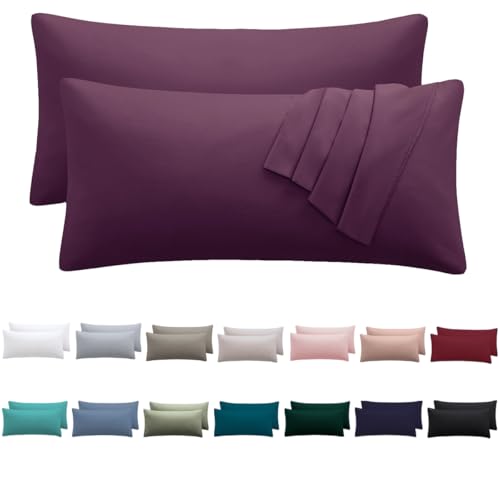 Nesture Kissenbezug 30 x 50 2er Set - kopfkissenbezug 30x50 cm Lila, 100% Mikrofaser kissenbezüge mit Reißverschluss, Weich und Bügelfrei von Nesture