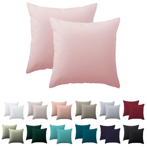 Nesture Kissenbezug 40 x 40 2er Set - kopfkissenbezug 40x40 cm Puderrosa Kissenhülle, 100% Mikrofaser kissenbezüge mit Reißverschluss, Weich und Bügelfrei von Nesture