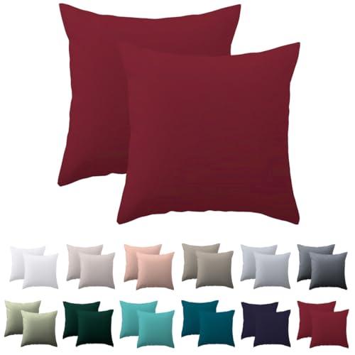 Nesture Kissenbezug 40 x 40 2er Set - kopfkissenbezug 40x40 cm Rot Kissenhülle, 100% Mikrofaser kissenbezüge mit Reißverschluss, Weich und Bügelfrei von Nesture