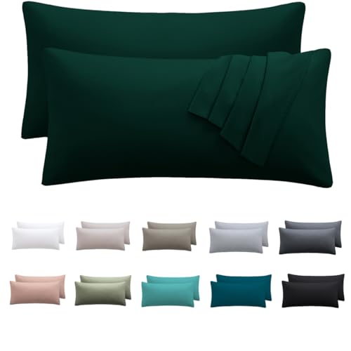 Nesture Kissenbezug 40 x 60 2er Set - kopfkissenbezug 40x60 cm Dunkelgrün, 100% Mikrofaser kissenbezüge mit Reißverschluss, Weich und Bügelfrei Nesture Kissenbezug 40 x 60 2er Set - kopfkissenbezug 40x60 cm Dunkelgrün, 100% Mikrofaser kissenbezüge mit Reißverschluss, Weich und Bügelfrei von Nesture
