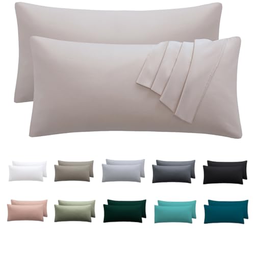 Nesture Kissenbezug 40 x 70 2er Set - kopfkissenbezug 40x70 cm Beige, 100% Mikrofaser kissenbezüge mit Reißverschluss, Weich und Bügelfrei von Nesture