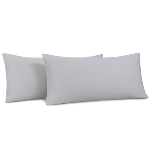 Nesture Kissenbezug 40 x 80 2er Set - 100% Jersey Mikrofaser Kissenbezüge Grau, Kopfkissenbezug 40x80 - Kissenhülle für Kissen 40x80 cm mit Reißverschluss, Weich und Bügelfrei von Nesture