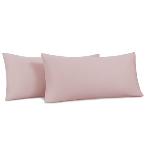 Nesture Kissenbezug 40 x 80 2er Set - 100% Jersey Mikrofaser Kissenbezüge Rosa, Kopfkissenbezug 40x80 - Kissenhülle für Kissen 40x80 cm mit Reißverschluss, Weich und Bügelfrei von Nesture