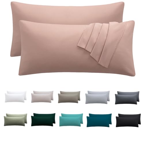 Nesture Kissenbezug 40 x 80 2er Set - kopfkissenbezug 40x80 cm Rosa, 100% Mikrofaser kissenbezüge mit Reißverschluss, Weich und Bügelfrei von Nesture