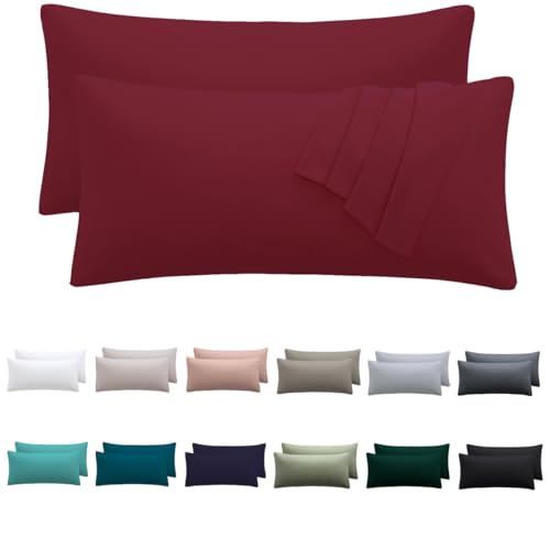 Nesture Kissenbezug 40 x 80 2er Set - kopfkissenbezug 40x80 cm Rot, 100% Mikrofaser kissenbezüge mit Reißverschluss, Weich und Bügelfrei von Nesture