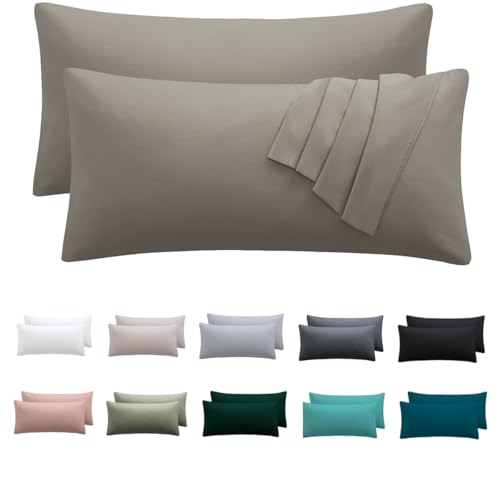 Nesture Kissenbezug 40 x 80 2er Set - kopfkissenbezug 40x80 cm Taupe, 100% Mikrofaser kissenbezüge mit Reißverschluss, Weich und Bügelfrei von Nesture