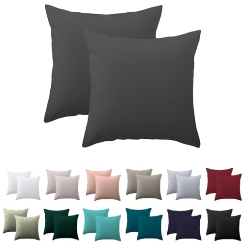 Nesture Kissenbezug 80 x 80 2er Set - kopfkissenbezug 80x80 cm Anthrazit, 100% Mikrofaser kissenbezüge mit Reißverschluss, Weich und Bügelfrei von Nesture