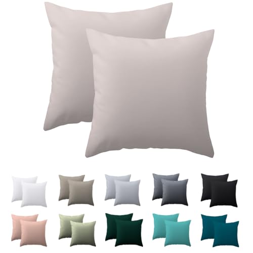 Nesture Kissenbezug 80 x 80 2er Set - kopfkissenbezug 80x80 cm Beige, 100% Mikrofaser kissenbezüge mit Reißverschluss, Weich und Bügelfrei von Nesture