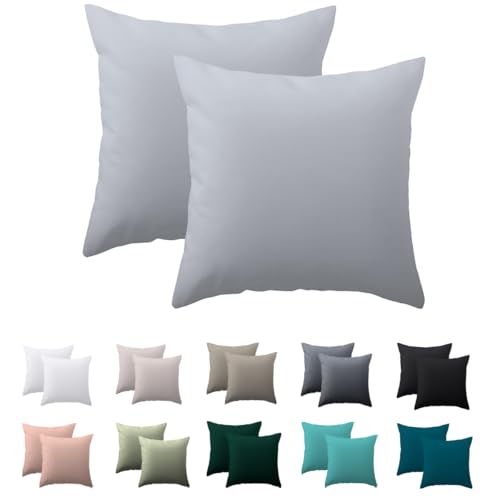 Nesture Kissenbezug 80 x 80 2er Set - kopfkissenbezug 80x80 cm Grau, 100% Mikrofaser kissenbezüge mit Reißverschluss, Weich und Bügelfrei von Nesture