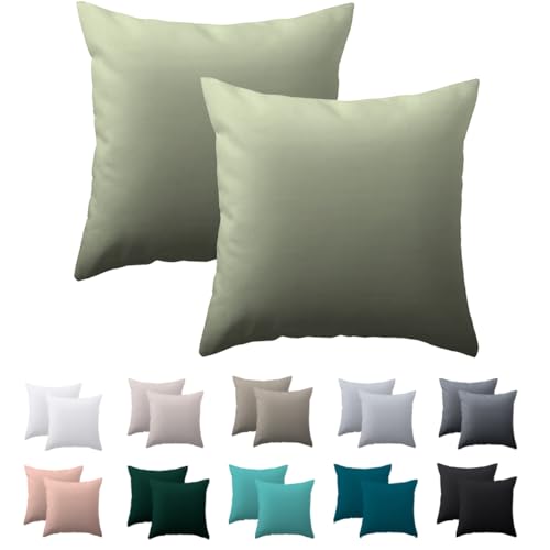Nesture Kissenbezug 80 x 80 2er Set - kopfkissenbezug 80x80 cm Salbeigrünt, 100% Mikrofaser kissenbezüge mit Reißverschluss, Weich und Bügelfrei von Nesture