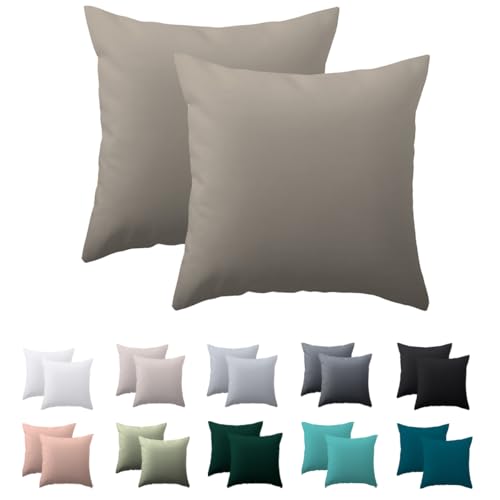 Nesture Kissenbezug 80 x 80 2er Set - kopfkissenbezug 80x80 cm Taupe, 100% Mikrofaser kissenbezüge mit Reißverschluss, Weich und Bügelfrei von Nesture