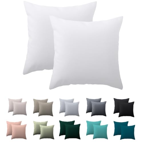 Nesture Kissenbezug 80 x 80 2er Set - kopfkissenbezug 80x80 cm Weiß, 100% Mikrofaser kissenbezüge mit Reißverschluss, Weich und Bügelfrei von Nesture