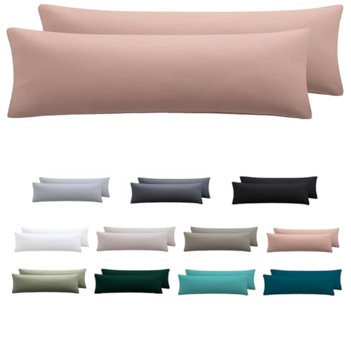 Nesture Seitenschläferkissen Bezug 40 x 145 2er Set - Kissenbezug 40x145 cm Rosa, 100% Mikrofaser kopfkissenbezug mit Reißverschluss, Weich und Bügelfrei von Nesture