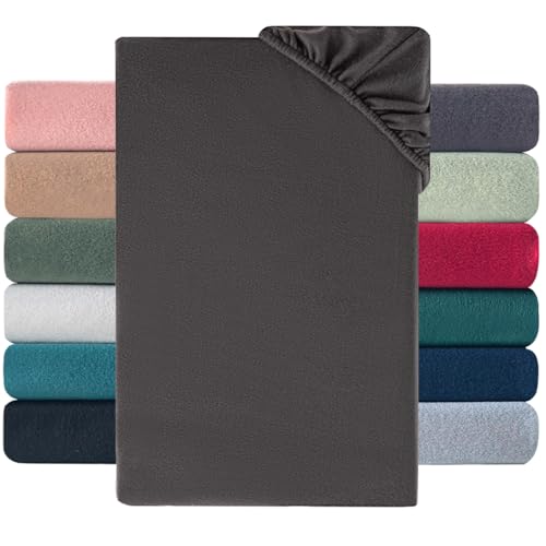 Nesture Winter Thermo Fleece Spannbettlaken 140x200cm, kuschelig weich Spannbetttuch, Flausch Warm Bettlaken | Farbe: Anthrazit von Nesture
