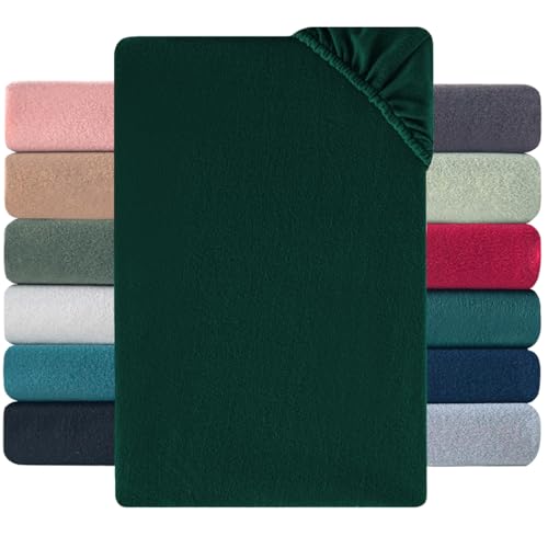 Nesture Winter Thermo Fleece Spannbettlaken 180x200cm, kuschelig weich Spannbetttuch, Flausch Warm Bettlaken | Farbe: Dunkelgrün von Nesture