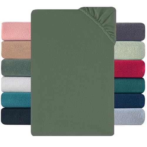 Nesture Winter Thermo Fleece Spannbettlaken 180x200cm, kuschelig weich Spannbetttuch, Flausch Warm Bettlaken | Farbe: Olivgrün von Nesture