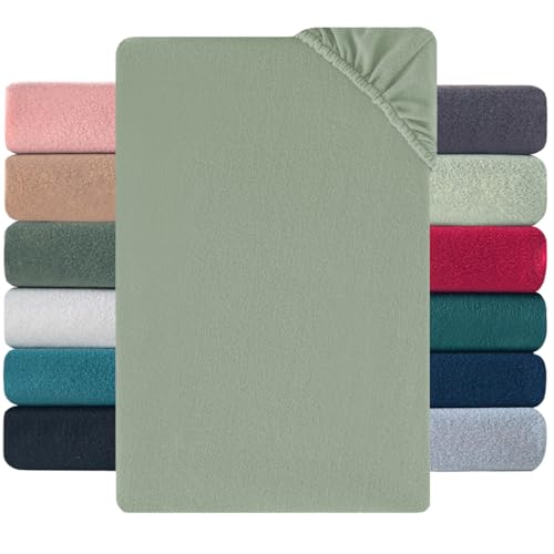 Nesture Winter Thermo Fleece Spannbettlaken 180x200cm, kuschelig weich Spannbetttuch, Flausch Warm Bettlaken | Farbe: Salbeigrün von Nesture