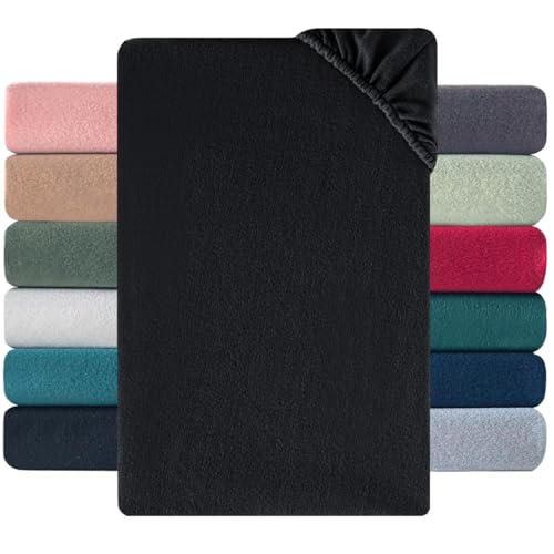 Nesture Winter Thermo Fleece Spannbettlaken 180x200cm, kuschelig weich Spannbetttuch, Flausch Warm Bettlaken | Farbe: Schwarz von Nesture