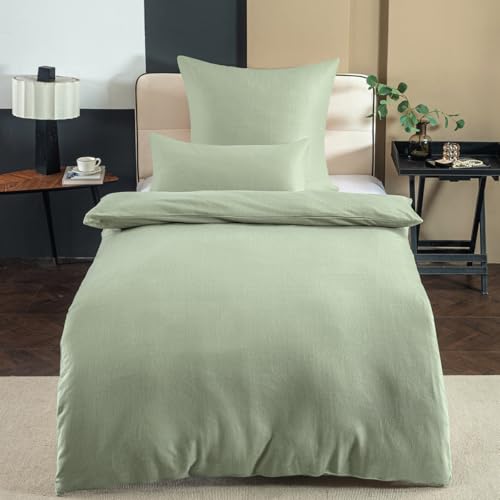 Nesture Winter Warme Thermo Fleece Bettwäsche 140x200, Kuschelig weich Bettwäsche Sets 2 teilig, 1 Bettbezug 140x200cm flauschig + 1 Kissenbezug 80x80 mit Reißverschluss, Salbeigrün Nesture Winter Warme Thermo Fleece Bettwäsche 140x200, Kuschelig weich Bettwäsche Sets 2 teilig, 1 Bettbezug 140x200cm flauschig + 1 Kissenbezug 80x80 mit Reißverschluss, Salbeigrün von Nesture