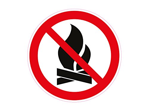 1 x Aufkleber Warnzeichen Lagerfeuer Anzünden Verboten Lager Feuer Grillen SOS von NetSpares