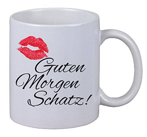 Netspares 119310172  Kaffee Tasse Guten Morgen Schatz Kuss Kiss Liebe Love Geschenk X-Mas Santa NEU, Weiß von Netspares