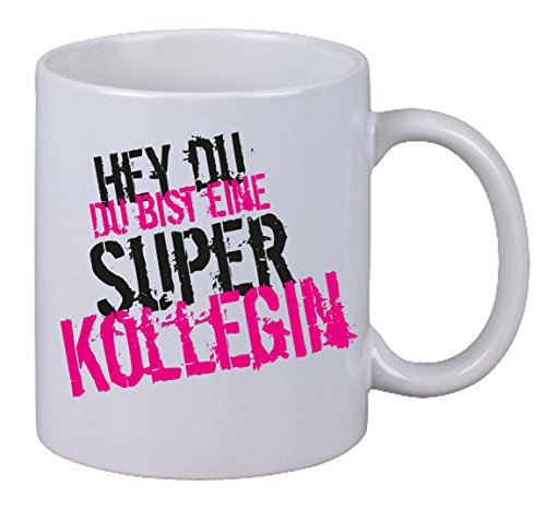 Netspares 142041173 Kaffee Tasse Hey Du bist eine Super Kollegin Geschenk Weihnachten Fun Gag, Weiß von Netspares