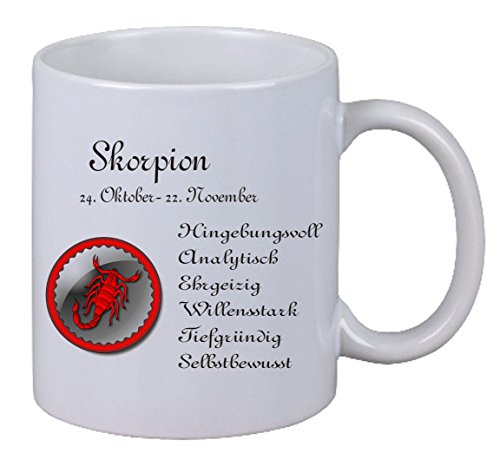 Netspares 119011348 Kaffee Tasse Sternzeichen Skorpion Geschenk Weihnachten Geburtstag Familie Fun, Weiß von Netspares