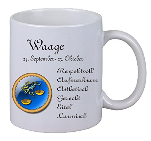 Netspares 119011377 Kaffee Tasse Sternzeichen Waage Geschenk Weihnachten Geburtstag Familie Fun, Weiß von Netspares