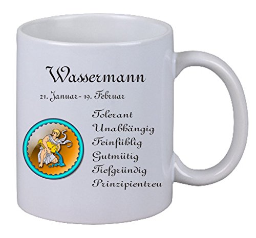 Netspares 119011384 Kaffee Tasse Sternzeichen Wassermann Geschenk Weihnachten Geburtstag Familie, Weiß von Netspares