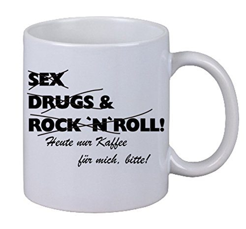 NetSpares Tasse Sex Drugs & Rock`n Roll Geschenk Biker Rockabilly Musik Party Kneipe Bar von NetSpares