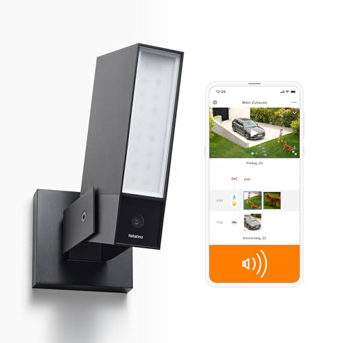 Netatmo AMZ Smarte Überwachungskamera für den Außenbereich mit 105 dB-Sirene, WLAN, Integrierte Beleuchtung, Bewegungserkennung, Nachtsicht, Ohne Abonnement, NOC-S-AMZ, 1080p von Netatmo