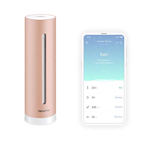 Netatmo Luftqualität Messgerät, Feuchtigkeit, Temperatur, Lärm und CO2 Sensoren, ‎Rose Gold, NHC-DE von Netatmo