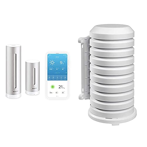 Netatmo Smarte Wetterstation - WLAN, Funk, Innen- und Außensensor, Wettervorhersage, Amazon Alexa & Apple HomeKit & TFA Dostmann Schutzhülle für Sender Artikel, 98.1114.02, leicht zu montieren, weiß von Netatmo