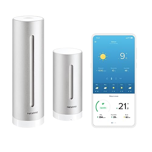 Netatmo Smarte Wetterstation mit Wandhalterung - WLAN, Funk, Innen- und Außensensor, Wettervorhersage, Hygrometer, Luftqualität, Kompatibel mit Amazon Alexa, Apple HomeKit und Google Home, NWS-AMZ von Netatmo