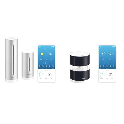 Netatmo Smarte Wetterstation mit Wandhalterung - WLAN, Funk, Innen- und Außensensor & Windmesser für Netatmo-Wetterstation, schwarz, NWA01-WW, 16 cm von Netatmo