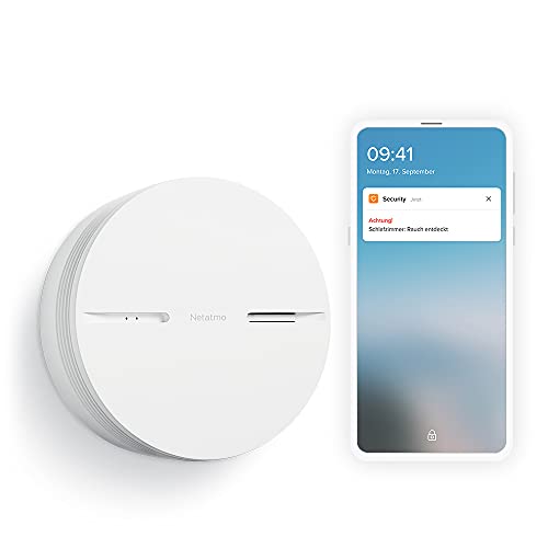 Netatmo Smarter Rauchmelder, 10-Jahres-Batterie, Selbsttest-Funktion, 85-dB-Alarm, Eigenständiges Gerät, EN14604 Zertifizierter, NSA-DE von Netatmo