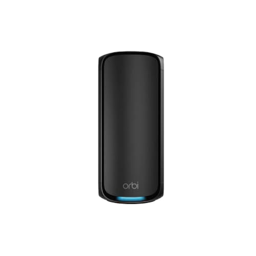 NETGEAR Orbi 970-Serie (RBE970B) Quad-Band WiFi 7-Mesh-Zusatzsatellit Black Edition, kompatibel mit vorhandenen Mesh-Systemen oder Routern der 970-Serie, bietet zusätzliche Abdeckung bis zu 220 m² von Netgear
