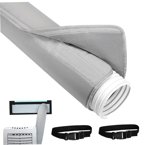 Kanalisolationswrap, 59x21 -Zoll -Isolationsiklimimaliser -Schlauchabdeckung mit adhäsivem, tragbarem AC -Schlauchdämmungshülle mit 2 Befestigungsbändern passen sowohl 5 als auch 5, 9 DIA..Abgasschlau von NethCasti