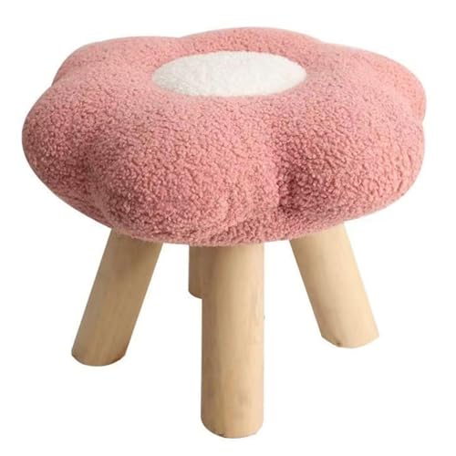NethCasti Fußhockerhocker Bequeme Pouf Blumenform Schuhbank mit hölzernen ruhigen und glätseligen Beinen gepolsterte Fußstütze Fußruhe für Wohnzimmer Eingangsbüro von NethCasti
