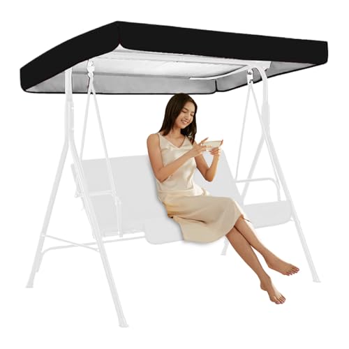 Swing -Baldachin -Ersatz, 75x47 wasserdichte Schwungabdeckung Ersatz, Sonnenschutz Außenabdeckung für Gartenstuhl Terrasse Hängematte, Schwarzesschwarz -Baldachin von NethCasti