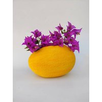 Runder Plnater, Melonenförmige Vase, Großer Blumentopf, Keramik Übertopf von NethanelPlanter