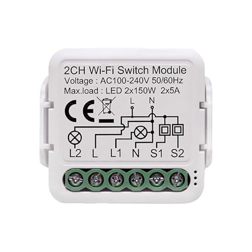 Netplus WLAN Relais | 2 Kanäle | WiFi Switch Relais Schalter 2-Kanal | Hausautomatisierung | Kompatibel mit Amazon Alexa Echo/Dot und Google Home/Yandex von Netplus