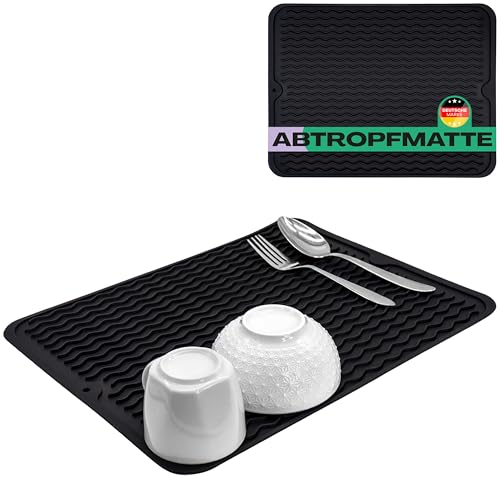 Netrox - Abtropfmatte Silikon groß und klein - lebensmittelecht, leicht zu reinigen, rutschfest & hitzebeständig bis 230C° - Geschirr abtropfen Spüle Unterlage, dish drying mat Küche, Abtropfmatten von Netrox
