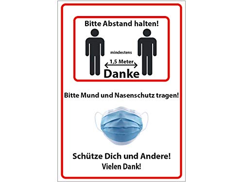 Alu Dibond Hinweiss Schild Maskenpflicht Mindestabstand Abstand halten Schutz von Netspares