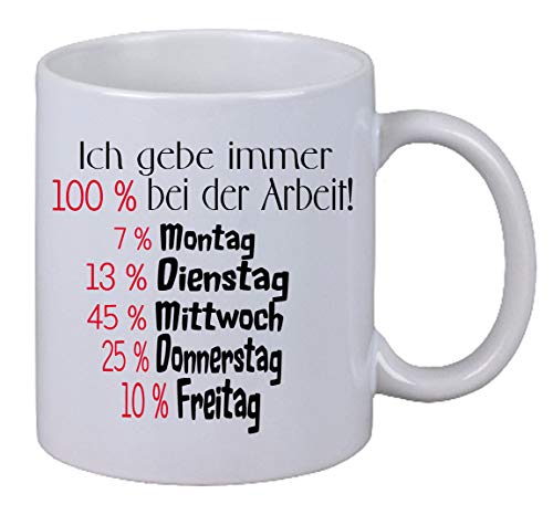 Kaffee Tasse Ich gebe immer 100% bei der Arbeit Büro Geburtstag Geschenk von Netspares