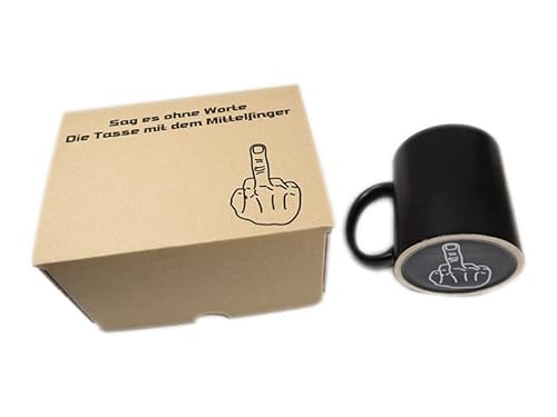 Kaffee Tasse Kaffeetasse Sag es ohne Worte mit dem Mittelfinger auf der Unterseite Schwarz Geschenkverpackung von Netspares