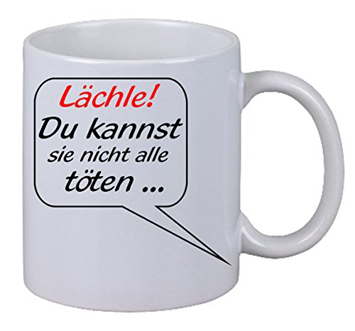 Netspares 118863304 Kaffee Tasse Becher Lächle Du kannst sie nicht alle töten Geschenk Fun Spass, Weiß von Netspares