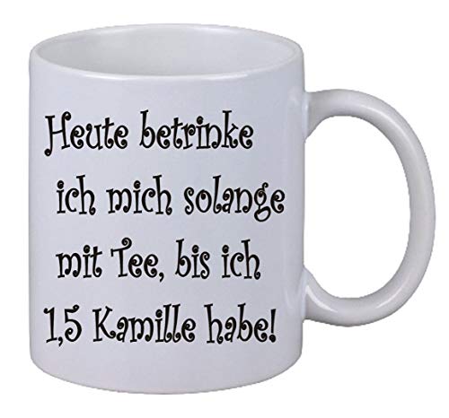 Netspares 119011026 Kaffee Tasse Heute betrinke ich mich bis 1,5 Kamille Fun Weihnachten Büro Tee, Weiß von Netspares