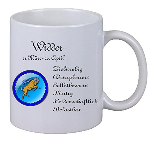 Netspares 119011494 Kaffee Tasse Sternzeichen Widder Geschenk Weihnachten Geburtstag Familie, Weiß von Netspares